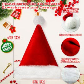obqo Pack of 2 Adult Christmas Hats - Fluffy Plush Santa Hat for Women Men Extra Thick Velvet Santa Claus Hat for Teenagers Christmas Party Christmas Accessories