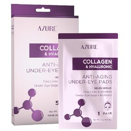 AZURE - Almohadillas antienvejecimiento para debajo de los ojos con colágeno y ácido hialurónico, parches para levantar e hidratar, reduce líneas fina