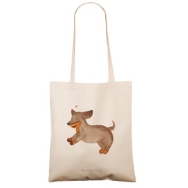 Mr. & Mrs. Panda Dog Dachshund Carrier Gift Cute Dog Motif Heart Bath Bag Beach Bag Dogs Jute Bag Dog Owner Shopping Bag, White