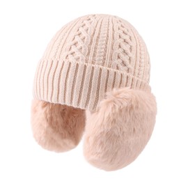 MniJiza Toddler Earflap Beanie Hat Kids Warm Fleece Lined Hats Boys Girls Winter Skull Cap (5-12T,Black)