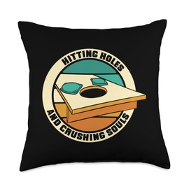 Set Cornhole Bags Game Bards Accessories Kit Gifts Hitting Holes and Crushing Souls Boards Bean Bag Cornhole Throw Pillow, 18x18, Multicolor