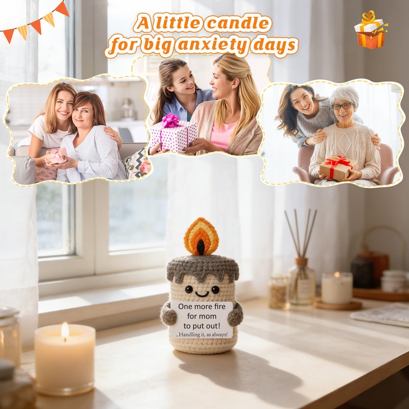 YUEYUQIU Funny Mom Birthday Gifts from Daughter Son, Crochet Candle