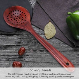 Exogio 7 Pack Kitchen Utensils Set, Wooden Spoons for Cooking, Cooking Spoon, Spatula, Ladle, Pasta Ladle, Natural Teak Wood, Slotted Spoon, Wooden Spatula, Non-Stick Kitchen Utensil Set