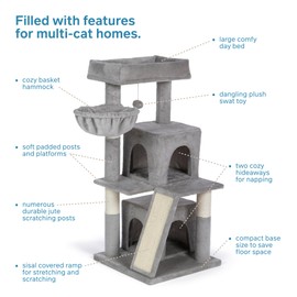 Prevue Pet Products Kitty Power Paws Comfy Kitty Cat Tower in Gray