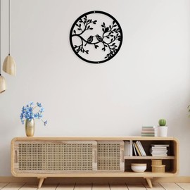 CCAIPU Round Metal Tree Wall Art Decor, Creative Handmade Wall Sculpture Nature Home Art Decoration for Home Living Room Bedroom Kitchen Hotel (B)