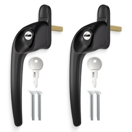 Bwintech 2 Pcs Offset Black UPVC Aluminium Window Handle,Left Hand, 43mm Spindle for Indoor and Outdoor UPVC Window