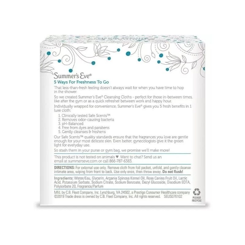 Summer's Eve Sunset Oasis On the Go Cleansing Cloth Ph