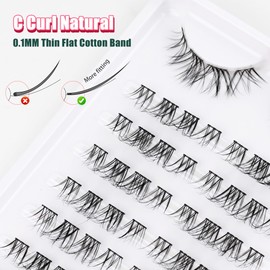 Eyelash Extensions Cluster Lashes Mixed 8-13 mm Individual Eyelashes D Curl Individual Eyelashes Natural Prefabricated Left and Right Eyelash Clusters Siligli DIY Eyelash Lash Extensions Thin Band 8