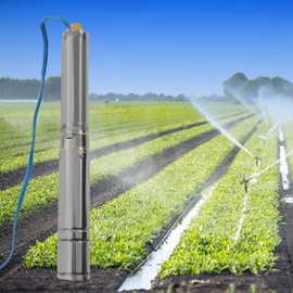 Deep Well Submersible Pump, 110V/60HZ Submersible Well Pump,1.5HP /1.1KW Stainless Steel Submersible Well Pump for Industrial, Irrigation and Home Use