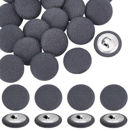 NBEADS Pack of 20 Fabric Covered Buttons, 2.6 cm Fabric Shank Buttons, Aluminium Base Buttons with Cardboard Box, Flat Round Buttons for Clothing, DIY, Project Decorations, Grey