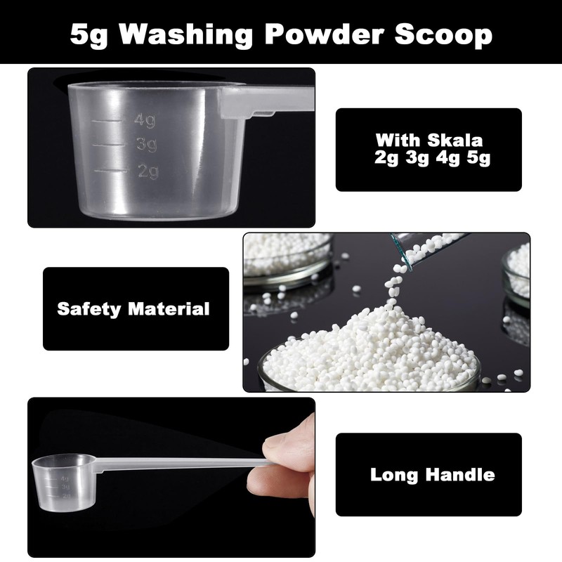 VEPEPE 10 PCS Transparent Measuring Scoop with Scale 2g-5g, Long