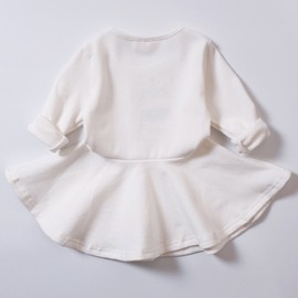 Daiermeng Baby Girls Dress Short Sleeves Organic Skirt Ruffled Pullover 6-48m (2-3Year(3T), White 1)