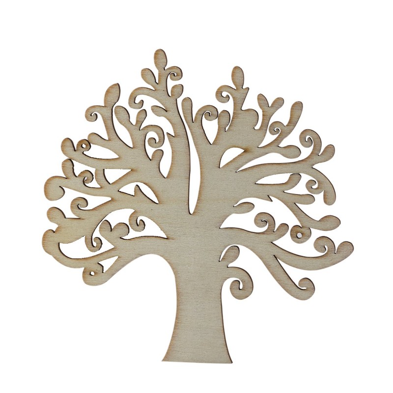 NUOLUX 10pcs Wooden Tree Embellishments for Craft Cards Wood Color