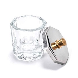 Alexnailart Glas-Kristall-Dappen-Schale mit Metalldeckel, Nagelkunst, Acrylpuder, Nagelkunst-Werkzeuge (1#)