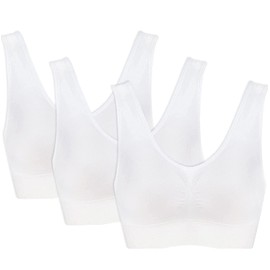 Mariel 3 Pack Ulitmate Padded Comfort Bra - Seamless Wireless Support for Women - Ideal Yoga, Sleep, Post-Surgery & Maternity Crop Top - Comfy Bra, Vest Top, Bralette & Sports Bra, Plus Size - S - 5XL