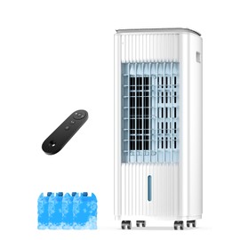 Portable Air Conditioners, Evaporative Air Cooler w/ 4 Ice Packs, 3L Water Tank for Cooing, 7H Timer for Auto-Off, Swamp Coolers with 70° Oscillation, Cream