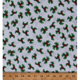 Loralie Designs Cotton Holly Berries Leaves Greenery Christmas Fabric Print by the Yard D501.65