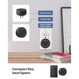 Remote Control Outlet Plug with 2 Switches, Buckle Design & Removable Wireless Light Switch, 300 ft, 1500W On Off Power Switch for Household Appliances, No Wiring No WiFi, Programmable, Black