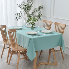 maxmill 2 Pack Rectangle 52 x 70 Inch Turquoise Textured Tablecloth Waterproof Spillproof Wrinkle Free Table Cloth, Kitchen Dining Table Decoration, Fabric Table Cover for Outdoor and Indoor Use