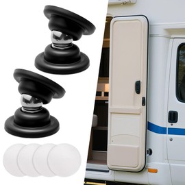 RV Magnetic Door Catch RV Door Holder Catches with Adhesives, Sturdy Stopper for RV Camper Trailer Motor Home Boat Compartments Cargo, Easy to Install(Black, 2 Pair)
