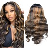 U Part Human Hair Wig Body Wave Highlight Wig #1b/30
