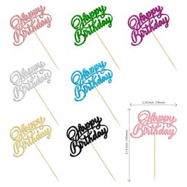 24 piezas de decoración para magdalenas de cumpleaños de 8 colores con purpurina para celebrar baby shower, niños, cumpleaños, aniversario, fiesta, decoración de tartas, suministros