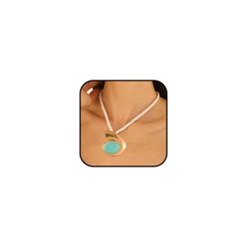 Statement Turquoise Necklace for Women Adjustable Punk Crystal Turquoise Necklace Chunky Exaggerated Turquoise Pendant Necklace Bohemian Holiday Jewelry (gold)