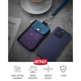 Artpaxy Minimalist Wallet For Mens Womens, Keychain RFID Blocking Zipper Small Wallet with ID Window 2 Lanyards,Water Resistant Travel Cash Card Coin Case Boys Girls