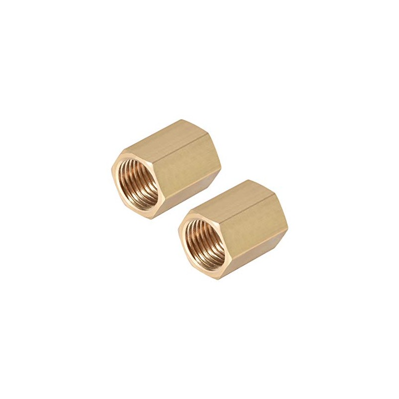 sourcing map Brass Pipe Fitting Connector Straight Hex Nipple Coupler