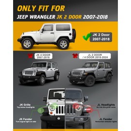 TIEZFUL Running Boards Compatible with Jeep Wrangler JK 2 Doors 2007-2018, Heavy-Duty Off-Road Side Steps, Tubular Carbon Steel Step Bars, Anti-Slip Rock Slider Rails
