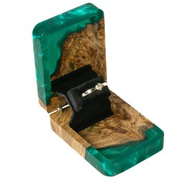 RWA Proposal Ring Box - Unique Design Marry Me Ring Case, Wedding Bearer Box - Slim Wood Travel Ring Holder Organizer for Jewelry Display & Storage - Engagement Gift for Women - FLIP, green