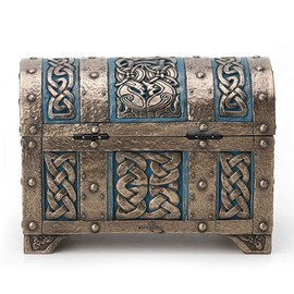 Veronese Design 5 7/8 Inch Celtic Knot Warrior Treasure Chest With Hinge And Lock Antique Bronze Finish Trinket Box