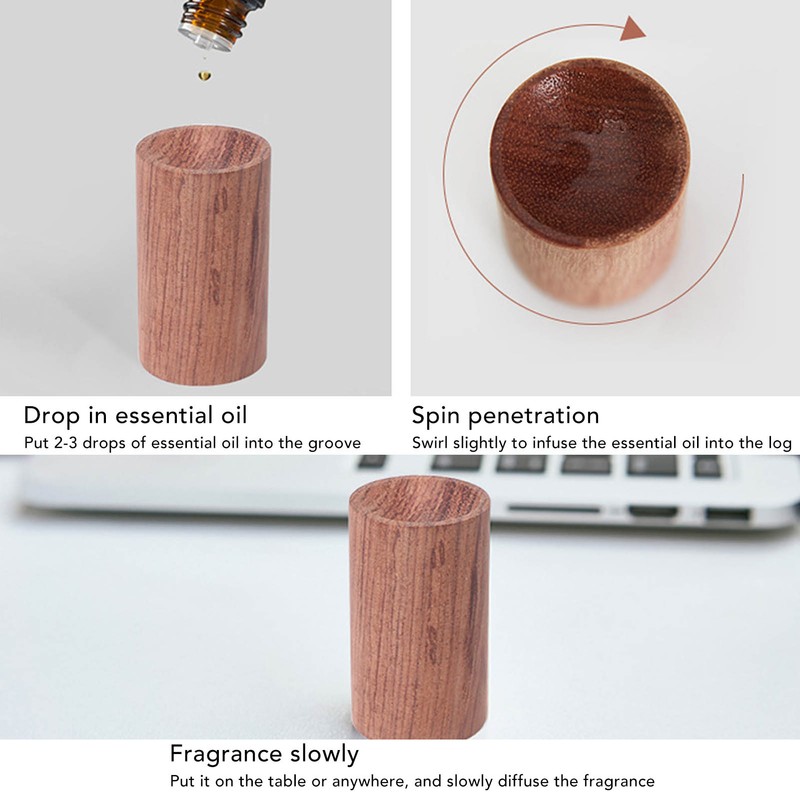 15pcs Essential Oil Car Diffuser Round Shape Simple Compact Walnut