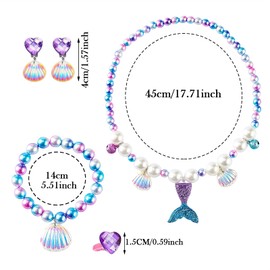Mermaid Necklace Bracelet Set - Princess Party Accessories for Girls - Mermaid Jewelry Birthday Decorations Gift (Necklace Set)