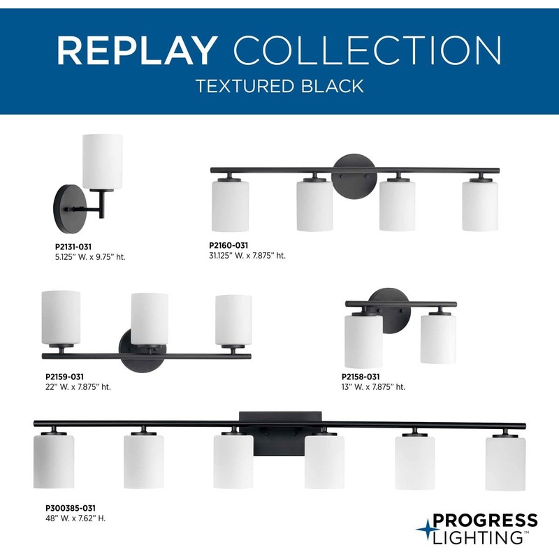 Progress Lighting Replay Collection 1-Light Etched White Glass Glass Modern