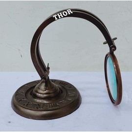 Vintage Style Nautical Brass Adjustable Magnifying Glass Table Decor Magnifier On Base Rustic Vintage Office Decor