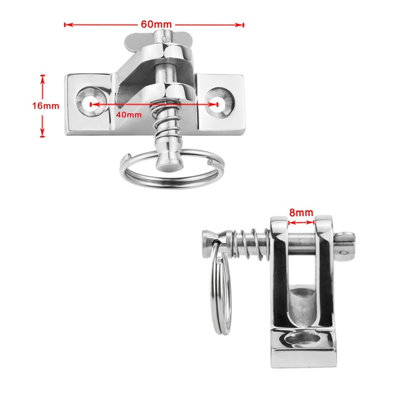 Baieasy Bimini Top Hardware, 2 Pair Deck Hinge with Quick