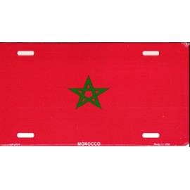 MADE in The USA - Morocco Flag License Plate, World Country Flag Aluminum 6"x12" Novelty Auto Car Tag (4101)