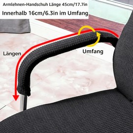 LONGHAO 2 Pcs Office Chair Armrest Cover Waterproof & Elastic