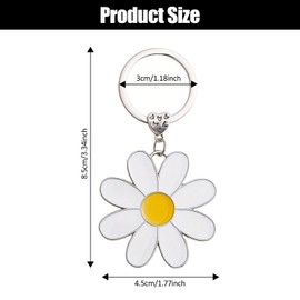 ZEACCT 3 Pieces Daisy Backpack Keychain,Daisy Pendant Keychain,Daisy Backpack Keychain,Metal Flower Keychain for Bag Accessories, 1