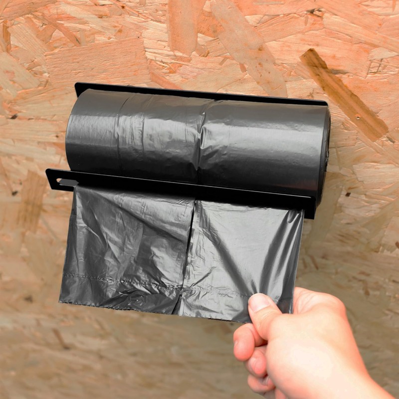 MegaMaxx UK Wall Mounted Bin Bag Holder – Black Steel