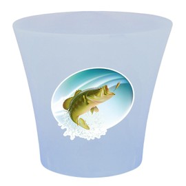 NEW! 3 Gallon Oval Shaped Wastebasket in a Blue Plastic Finish that Features Your Choice of a Novelty Theme Logo and a Free Trash Can Liner! (Bass Splash)