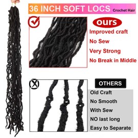 Datuoda 36 Inch Soft Locs Wavy Crochet Hair 6 Packs Goddess Loc Hair Crochet Braids Faux Locs Crochet Hair for Black Women (36 Inch (Pack of 6), 4#)