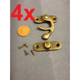endlessparts 4 sets - latch hook Hinge small mini  Antique wood box Catch Decorative b14