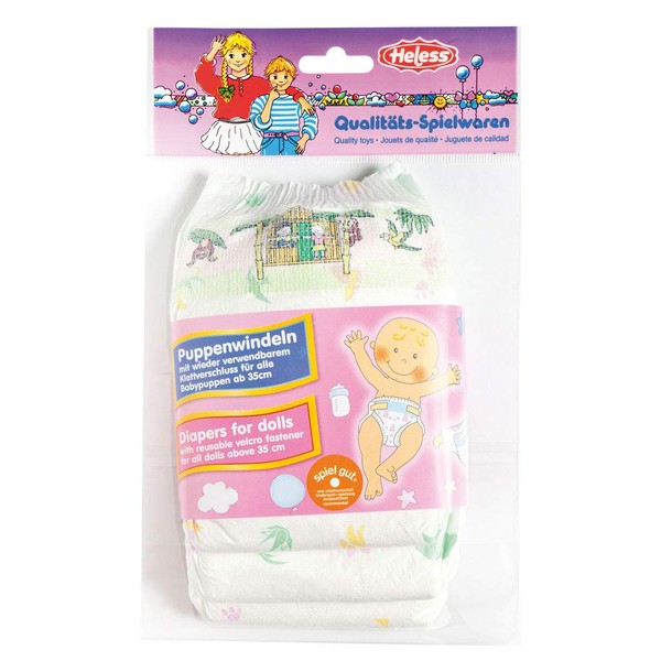 Heless 335 Doll Nappies 3 Pieces Printed on Waistband with