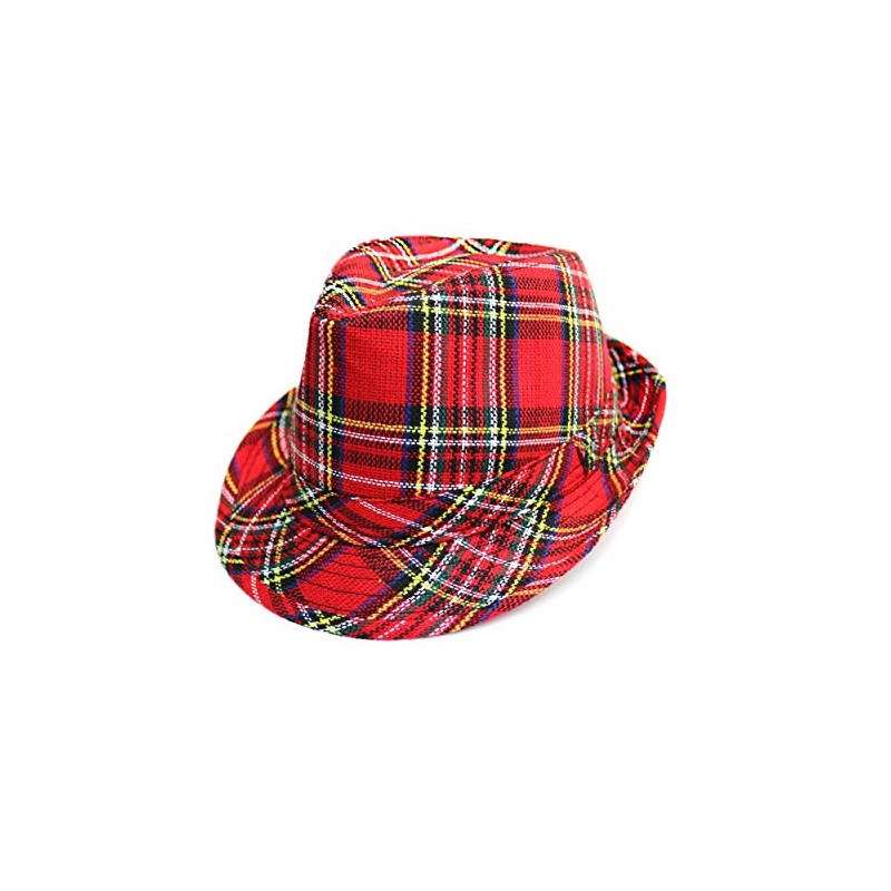 By Robelli Adult Red Tartan Trilby Fedora Hat