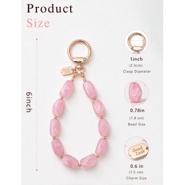 BAOSIWA - Llavero de resina con abalorio para mujeres y niñas, bonito soporte para llavero de coche, pulsera no elástica