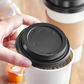 Choice 100 Disposable Black Hot Cup Lids, Hot / Cold Drink, Coffee Cups, Tea