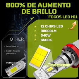 H11 H8 H9 LED Faros Delanteros de Auto, 38000LM 800% Brillante, 2 Piezas