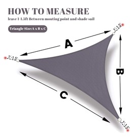 SUNLAX Sun Shade Sail, 12'x12'x12' Dark Grey (Gray) Triangle Canopy Shades for Outdoor Patio Pergola Cover Sunshade Sails UV Blocking Canovas Covers
